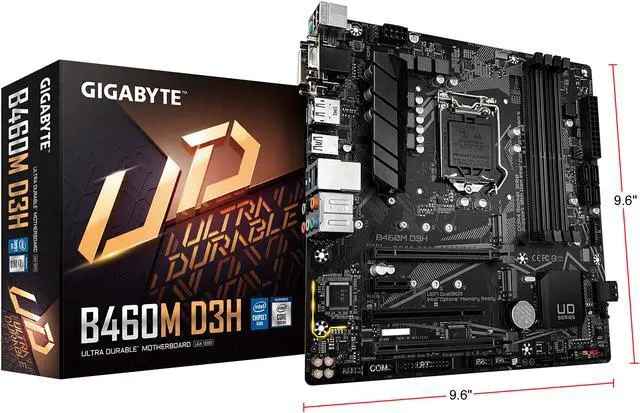 Alt view image 7 of 7 - GIGABYTE B460M D3H LGA 1200 Intel B460 Micro-ATX Motherboard with Dual M.2, SATA 6Gb/s, USB 3.2 Gen 1