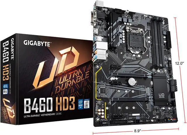 Alt view image 7 of 7 - GIGABYTE B460 HD3 LGA 1200 Intel B460 ATX Motherboard with Dual M.2, SATA 6Gb/s, USB 3.2 Gen 1