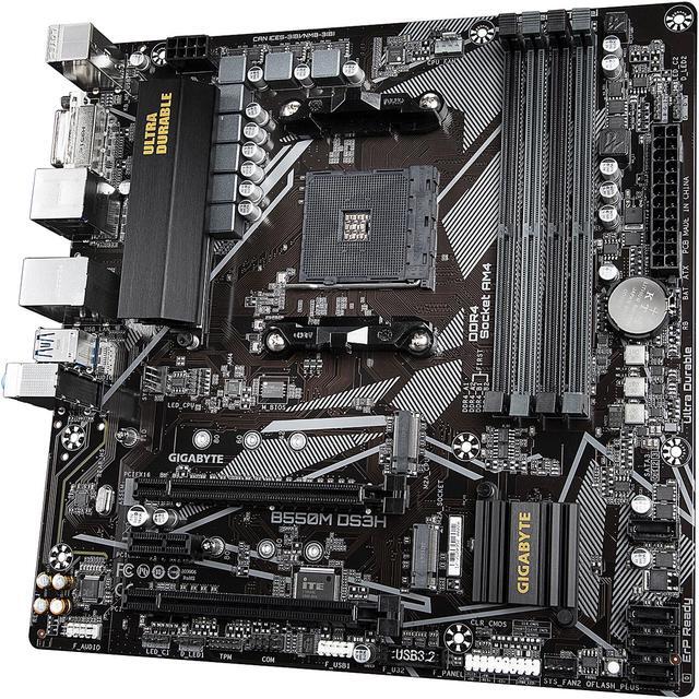 Alt view image 3 of 14 - GIGABYTE B550M DS3H AM4 AMD B550 Micro-ATX Motherboard with Dual M.2, SATA 6Gb/s, USB 3.2 Gen 1, PCIe 4.0