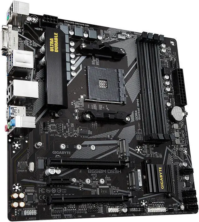 Alt view image 4 of 14 - GIGABYTE B550M DS3H AM4 AMD B550 Micro-ATX Motherboard with Dual M.2, SATA 6Gb/s, USB 3.2 Gen 1, PCIe 4.0
