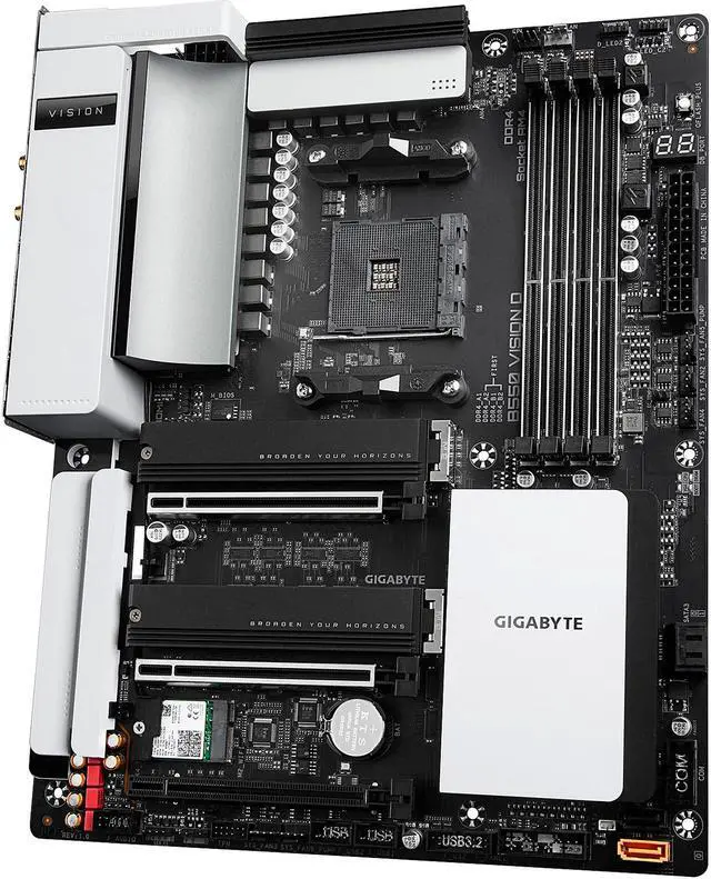 Alt view image 3 of 8 - GIGABYTE B550 VISION D AM4 AMD B550 ATX Motherboard with Dual M.2, SATA 6Gb/s, USB 3.2 Type-C with Thunderbolt 3, WIFI 6, Dual Intel GbE LAN, PCIe 4.0
