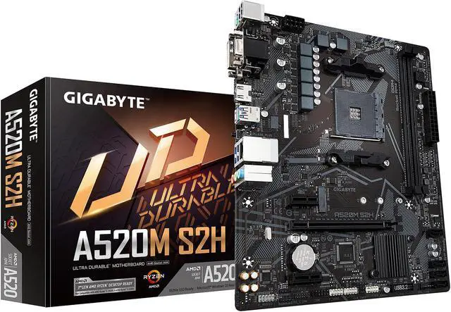 Alt view image 6 of 7 - GIGABYTE A520M S2H mATX AM4 4+3 Phases Digital PWM, GIGABYTE Gaming GbE LAN, NVMe PCIe 3.0 x4 M.2, 3 Display Interfaces, Q-Flash Plus, RGB Fusion 2.0, Motherboard