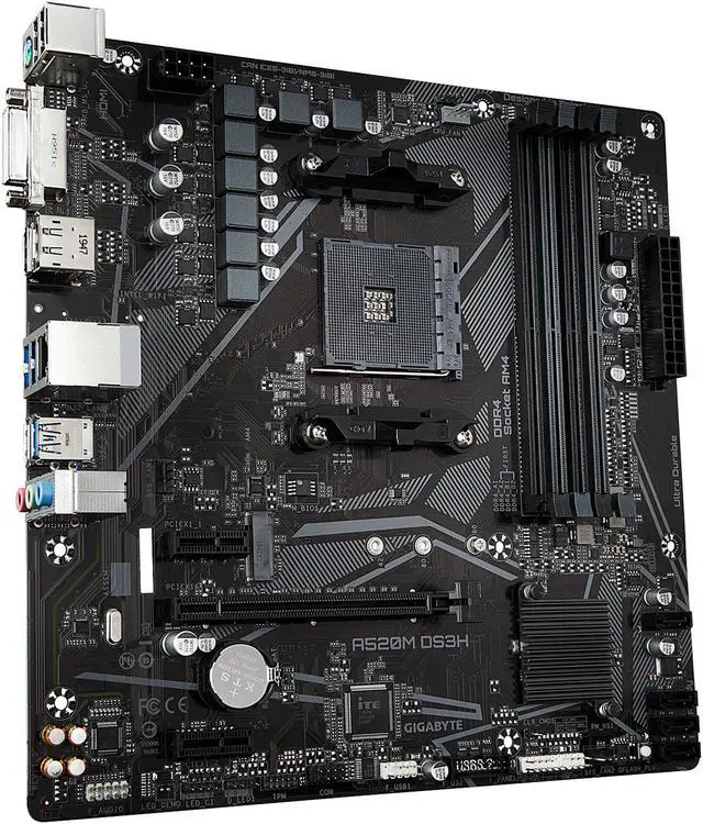 Alt view image 4 of 7 - GIGABYTE A520M DS3H mATX AM4 5+3 Phases Digital PWM, GIGABYTE Gaming GbE LAN, NVMe PCIe 3.0 x4 M.2, 3 Display Interfaces, Q-Flash Plus, RGB Fusion 2.0, Motherboard