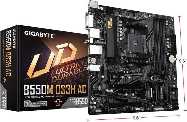 Alt view image 9 of 9 - GIGABYTE B550M DS3H AC AM4 AMD B550 Micro ATX AMD Motherboard