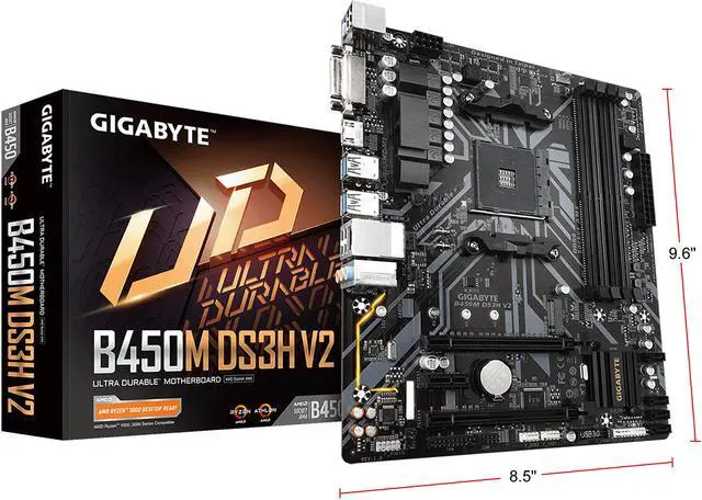 Alt view image 8 of 8 - GIGABYTE B450M DS3H V2 AM4 AMD B450 Micro ATX AMD Motherboard