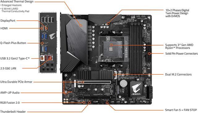 Alt view image 7 of 9 - GIGABYTE B550M AORUS PRO-P AM4 AMD B550 USB 3.0 Micro ATX AMD Motherboard