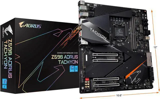 Alt view image 7 of 7 - GIGABYTE Z590 AORUS TACHYON LGA 1200 Intel Z590 E-ATX Motherboard with Triple M.2, PCIe 4.0, USB 3.2 Gen2X2 Type-C, Intel WIFI 6E, 2.5GbE LAN, Onboard Overclocking Kit