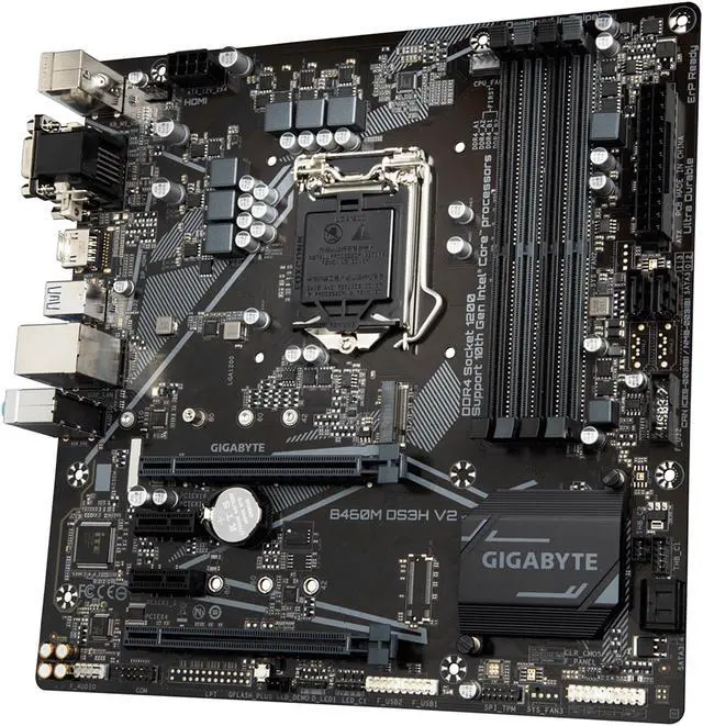 Alt view image 2 of 7 - GIGABYTE B460M DS3H V2 (rev 1.0) LGA 1200 Intel B460 Micro-ATX Motherboard with M.2, SATA 6Gb/s, USB 3.2 Gen 1