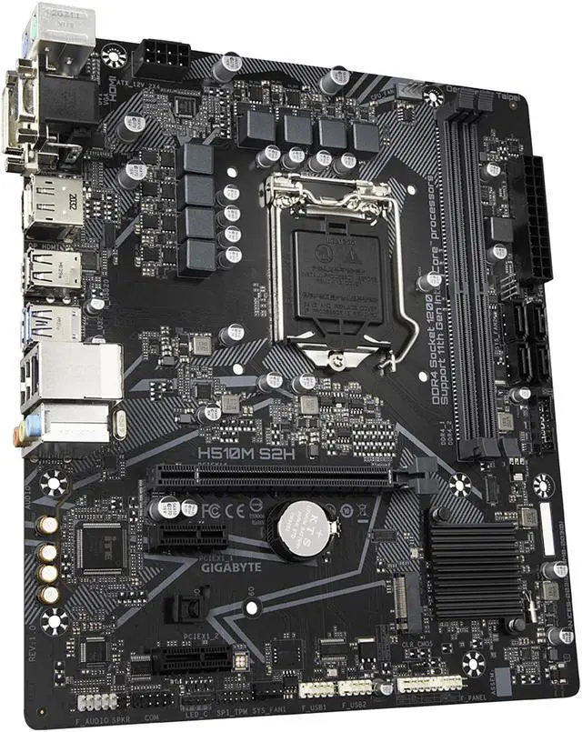 Alt view image 4 of 7 - GIGABYTE H510M S2H (rev. 1.0) LGA 1200 Intel H510 Micro-ATX Motherboard with PCIe 4.0, USB 3.2 Gen1, Gaming GbE LAN