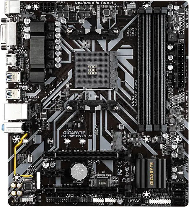 Main image of GIGABYTE B450M DS3H V2 AM4 AMD B450 Micro ATX AMD Motherboard