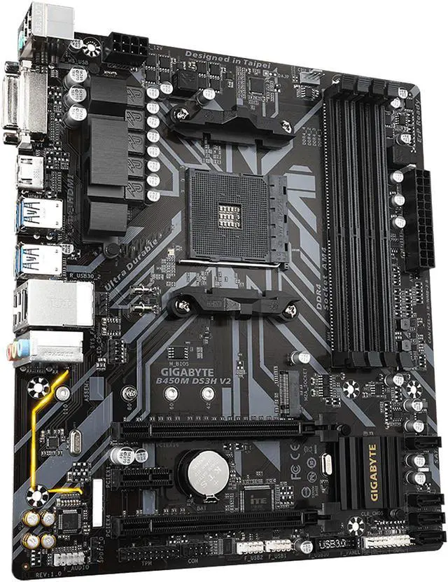 Alt view image 4 of 6 - GIGABYTE B450M DS3H V2 AM4 AMD B450 Micro ATX AMD Motherboard