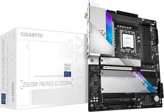 Alt view image 7 of 8 - GIGABYTE Z690 AERO G DDR4 LGA 1700 Intel Z690 ATX Motherboard with DDR4, Quad M.2, PCIe 5.0, USB 3.2 Gen2X2 Type-C, WiFi 6, Intel 2.5 GbE LAN