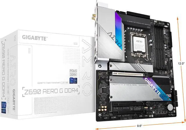 Alt view image 8 of 8 - GIGABYTE Z690 AERO G DDR4 LGA 1700 Intel Z690 ATX Motherboard with DDR4, Quad M.2, PCIe 5.0, USB 3.2 Gen2X2 Type-C, WiFi 6, Intel 2.5 GbE LAN