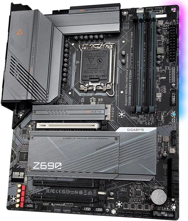 Alt view image 3 of 8 - GIGABYTE Z690 GAMING X DDR4 LGA 1700 Intel Z690 ATX Motherboard with DDR4 (REV 1.0), Quad M.2, PCIe 5.0, USB 3.2 Gen2X2 Type-C, 2.5GbE LAN