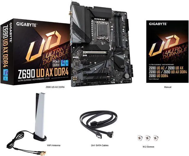 Alt view image 6 of 8 - GIGABYTE Z690 UD AX DDR4 LGA 1700 Intel Z690 ATX Motherboard with DDR4, Triple M.2, PCIe 5.0, USB 3.2 Gen2X2 Type-C, WiFi 6, 2.5GbE LAN