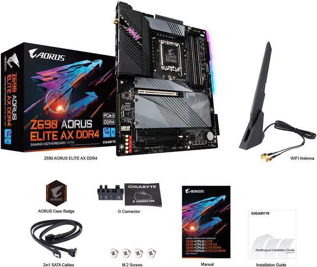 Alt view image 6 of 8 - GIGABYTE Z690 AORUS ELITE AX DDR4 LGA 1700 Intel Z690 ATX Motherboard with DDR4, Quad M.2, PCIe 5.0, USB 3.2 Gen2X2 Type-C, WiFi 6, 2.5GbE LAN
