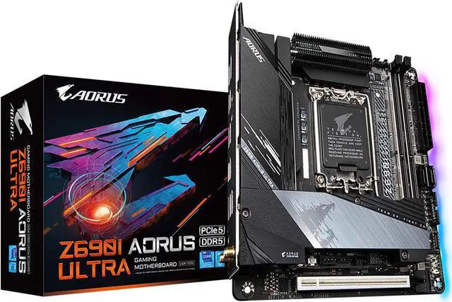 Main image of GIGABYTE Z690I AORUS ULTRA LGA 1700 Intel Z690 Mini-ITX Motherboard with DDR5, Dual M.2, PCIe 5.0, USB 3.2 Gen 2X2 Type-C, Intel WiFi 6, Intel 2.5 GbE LAN