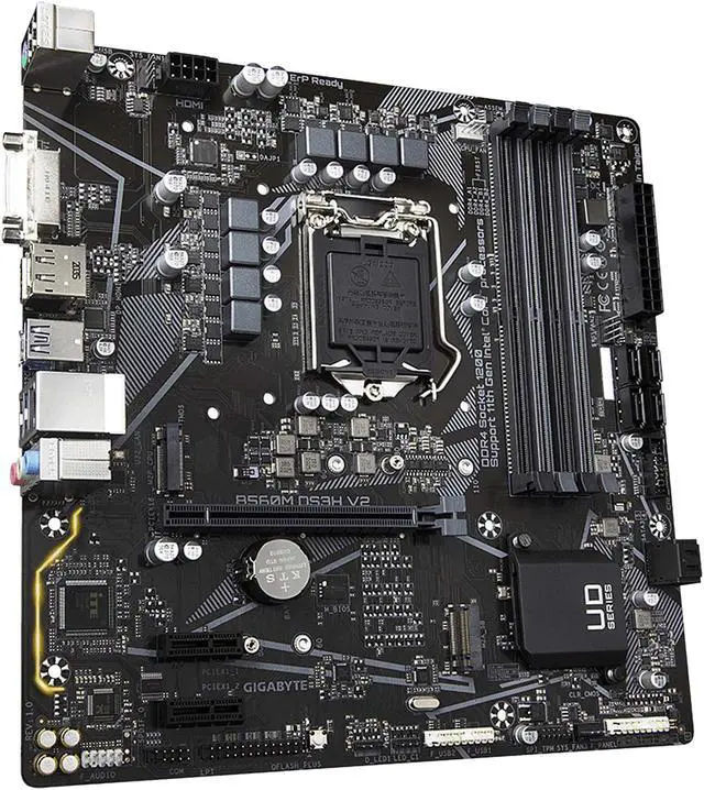 Alt view image 3 of 7 - GIGABYTE B560M DS3H V2 LGA 1200 Intel B560 Micro-ATX Motherboard with Dual M.2, PCIe 4.0, USB 3.2 Gen1, GbE LAN