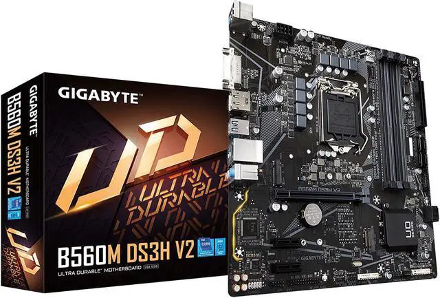 Alt view image 6 of 7 - GIGABYTE B560M DS3H V2 LGA 1200 Intel B560 Micro-ATX Motherboard with Dual M.2, PCIe 4.0, USB 3.2 Gen1, GbE LAN
