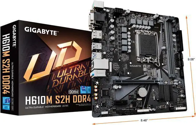 Alt view image 8 of 8 - GIGABYTE H610M S2H DDR4 H610 Intel LGA 1700 Micro ATX Motherboard with DDR4, Single M.2, PCIe 4.0, USB 3.2 Gen1, Realtek GbE LAN