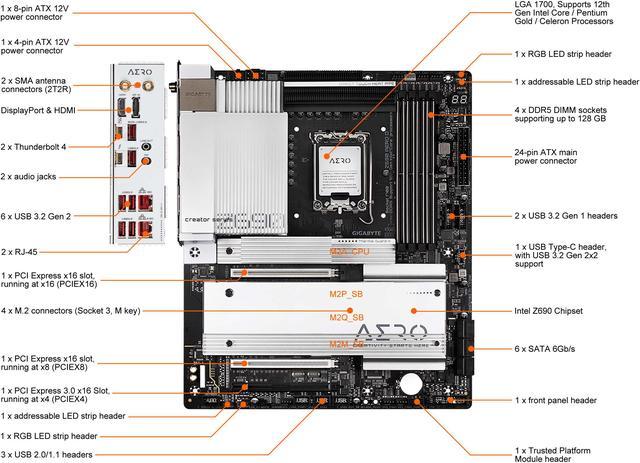 GIGABYTE Z690 AERO D LGA 1700 Intel Z690 Extended ATX