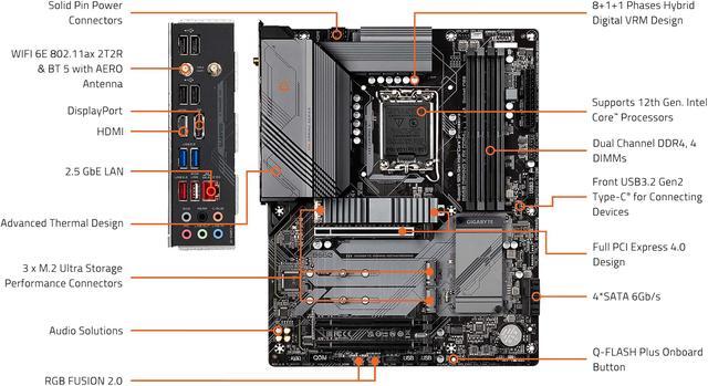 Alt view image 5 of 7 - GIGABYTE B660 GAMING X AX DDR4 B660 Intel LGA 1700 ATX Motherboard with DDR4, Triple M.2, PCIe 4.0, USB 3.2 Gen2 Type-C, WiFi 6E 802.11ax, 2.5GbE LAN
