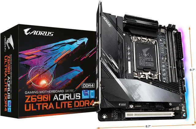 Alt view image 8 of 8 - GIGABYTE Z690I AORUS ULTRA LITE DDR4 (rev. 1.0) LGA 1700 Intel Z690 Mini ITX Intel Motherboard