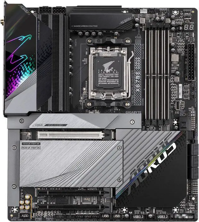 Alt view image 6 of 6 - GIGABYTE X670E AORUS MASTER AM5 LGA 1718 AMD X670E EATX Motherboard with 5-Year Warranty DDR5, Quad M.2, PCIe 5.0, USB 3.2 Gen2X2 Type-C, Intel WiFi 6E, Intel 2.5GbE LAN, Q-Flash Plus, EZ-Latch Plus