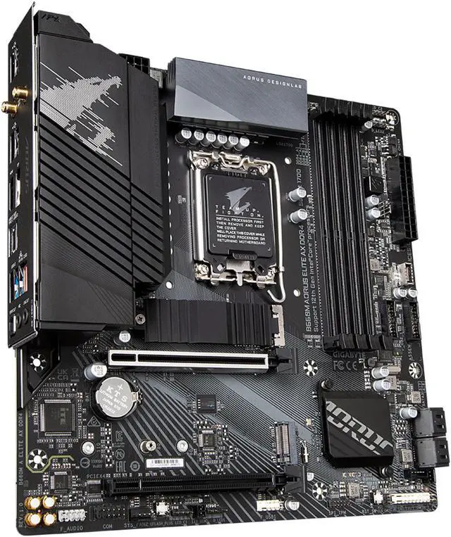 Alt view image 4 of 6 - GIGABYTE B660M AORUS ELITE AX DDR4 B660 Intel LGA 1700 Micro-ATX Motherboard with DDR4, Dual M.2, PCIe 4.0, USB 3.2 Gen2 Type-C, WIFI 6E, 2.5GbE LAN