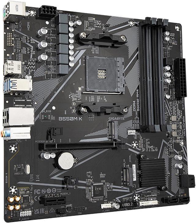 Alt view image 5 of 6 - GIGABYTE B550M K AM4 AMD B550 Micro-ATX Motherboard with Dual M.2, SATA 6Gb/s, USB 3.2 Gen 1, Realtek GbE LAN, PCIe 4.0