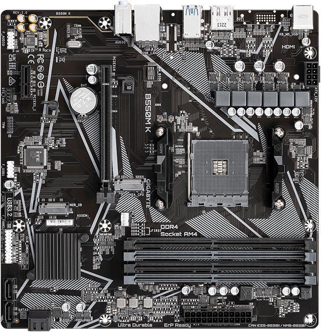 Alt view image 6 of 6 - GIGABYTE B550M K AM4 AMD B550 Micro-ATX Motherboard with Dual M.2, SATA 6Gb/s, USB 3.2 Gen 1, Realtek GbE LAN, PCIe 4.0