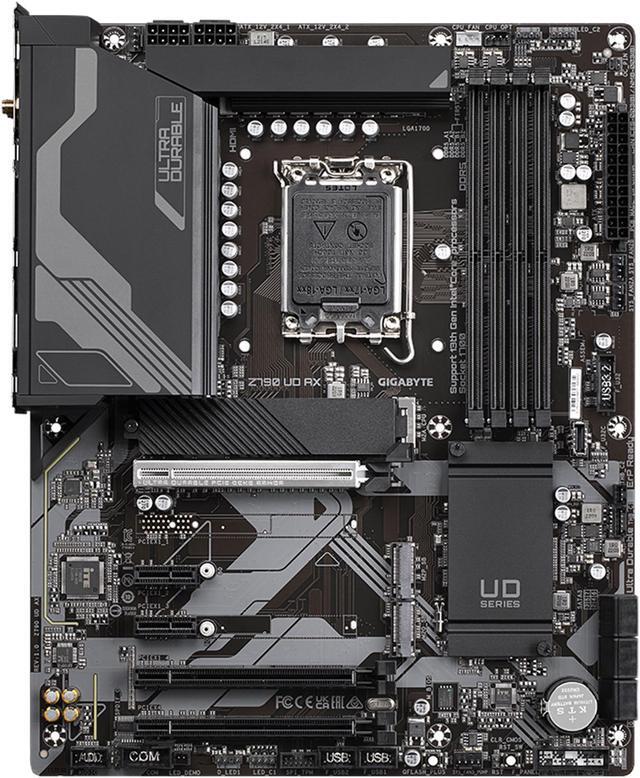 Alt view image 2 of 7 - GIGABYTE Z790 UD AX LGA 1700 Intel Z790 ATX Motherboard with DDR5, Triple M.2, PCIe 5.0, USB 3.2 Gen2X2 Type-C, Intel Wi-Fi 6E, 2.5GbE LAN, PCIe EZ-Latch, Multi-Key