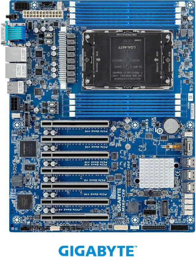 Alt view image 2 of 4 - GIGABYTE MS03-CE0 ATX Server Motherboard, 4th Gen. Intel® Xeon® Scalable Processors, Single processor, LGA 4677, Intel® C741 Chipset.