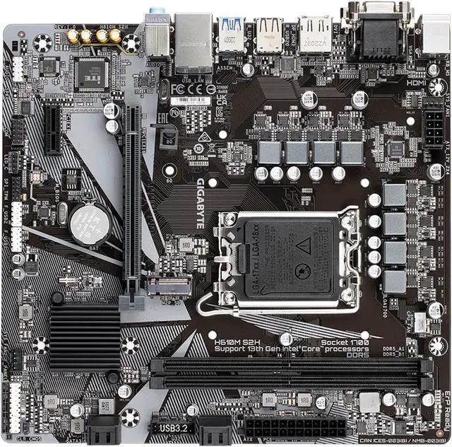 Alt view image 5 of 6 - GIGABYTE H610M S2H H610 Intel LGA 1700 Micro ATX Motherboard with DDR5, Single M.2, PCIe 4.0, USB 3.2 Gen1, Realtek GbE LAN