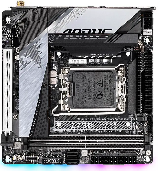 Alt view image 4 of 6 - GIGABYTE Z790I AORUS ULTRA LGA 1700 Intel Z790 Mini-ITX Motherboard with DDR5, Dual M.2, PCIe 5.0, USB 3.2 Gen2X2 Type-C, Intel Killer Wi-Fi 6E, Intel 2.5GbE LAN, Q-Flash Plus