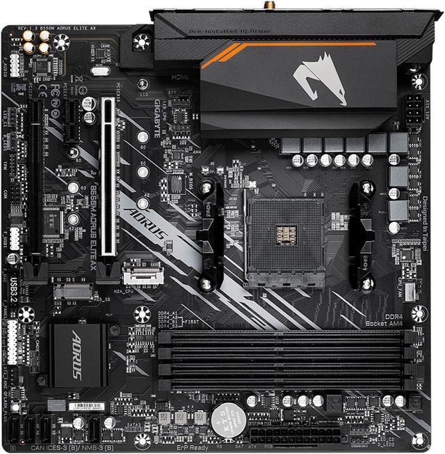 Alt view image 5 of 6 - GIGABYTE B550M AORUS ELITE AX (rev 1.3) AM4 AMD B550 Micro-ATX Motherboard with Single M.2, SATA 6Gb/s, USB 3.2 Gen 1, Realtek GbE LAN, PCIe 4.0