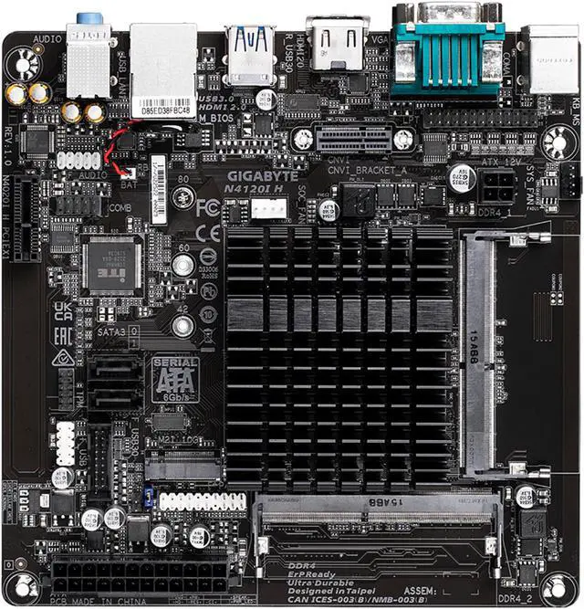 Alt view image 2 of 5 - GIGABYTE N4120I H SoC Intel N4120 Mini-ITX Motherboard with DDR4, Single M.2, PCIe 2.0, 2x USB 3.2 Gen1 Type-C, 2x USB 2.0, 1GbE LAN