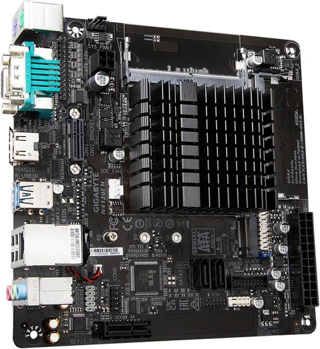 Alt view image 3 of 5 - GIGABYTE N4120I H SoC Intel N4120 Mini-ITX Motherboard with DDR4, Single M.2, PCIe 2.0, 2x USB 3.2 Gen1 Type-C, 2x USB 2.0, 1GbE LAN
