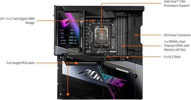 Alt view image 5 of 5 - GIGABYTE Z790 AORUS XTREME X LGA 1700(14th,13th,12th Gen) Intel Z790 X EATX Motherboard with DDR5, 5 M.2, PCIe 5.0, USB 3.2 Type-C, Wi-Fi 7, 10GbE LAN, Q-Flash Plus, EZ-Latch Plus