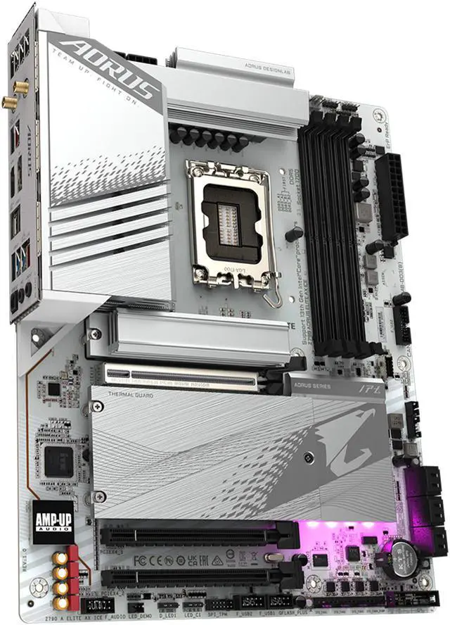 Alt view image 4 of 6 - GIGABYTE Z790 AORUS ELITE AX ICE LGA 1700 Intel Z790 X ATX Motherboard with DDR5, 4* M.2, PCIe 5.0, USB 3.2 Type-C, Wi-Fi 6E, 2.5GbE LAN, Q-Flash Plus, EZ-Latch Plus