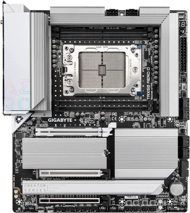 Alt view image 3 of 5 - GIGABYTE TRX50 AERO D sTR5 AMD TRX50 EATX Motherboard - DDR5, PCIe 5.0 M.2, PCIe 5.0, USB4 Type-C, Wi-Fi 7, Marvell 10GbE