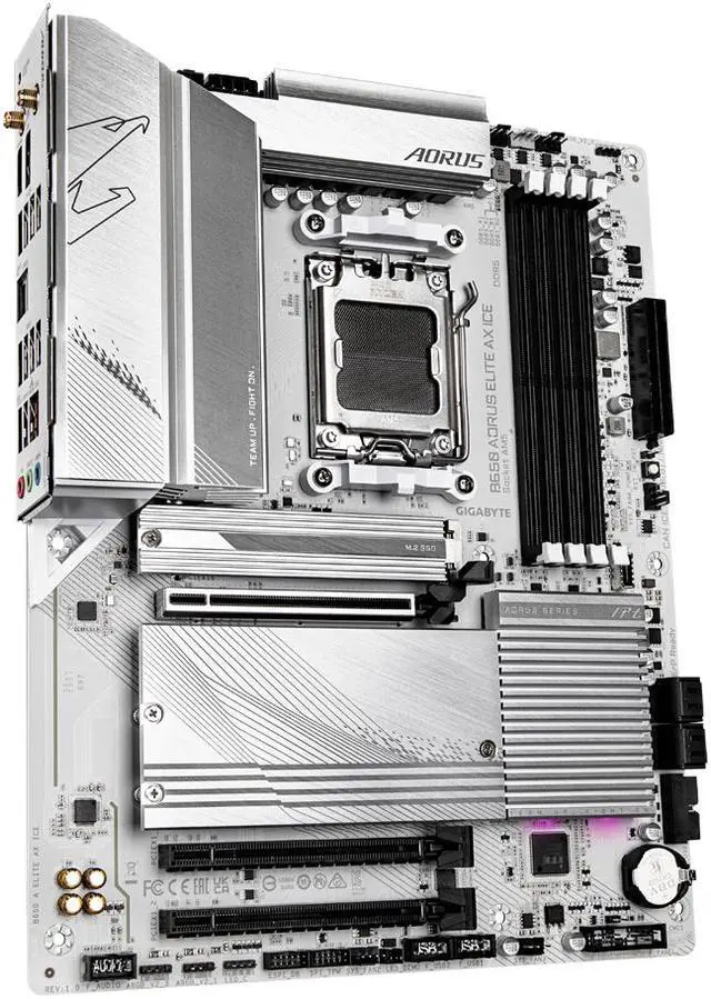 Alt view image 4 of 4 - GIGABYTE B650 AORUS ELITE AX ICE AM5 LGA 1718 AMD B650 ATX Motherboard with 5-Year Warranty, DDR5, Triple M.2, PCIe 5.0, USB 3.2 Gen2X2 Type-C, WiFi 6E, 2.5GbE LAN, Snow White, EZ-Latch