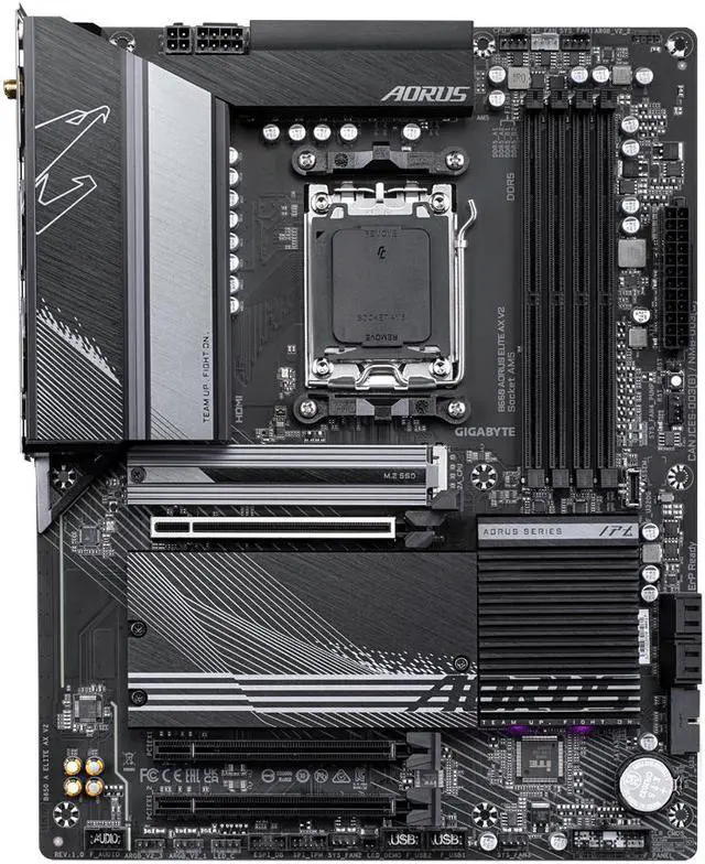 Alt view image 4 of 4 - GIGABYTE B650 AORUS ELITE AX V2 AM5 LGA 1718 AMD B650 ATX Motherboard with 5-Year Warranty, DDR5, Triple M.2, PCIe 5.0, USB 3.2 Gen2X2 Type-C, WiFi 6E, 2.5GbE LAN, Q-Flash Plus, EZ-Latch