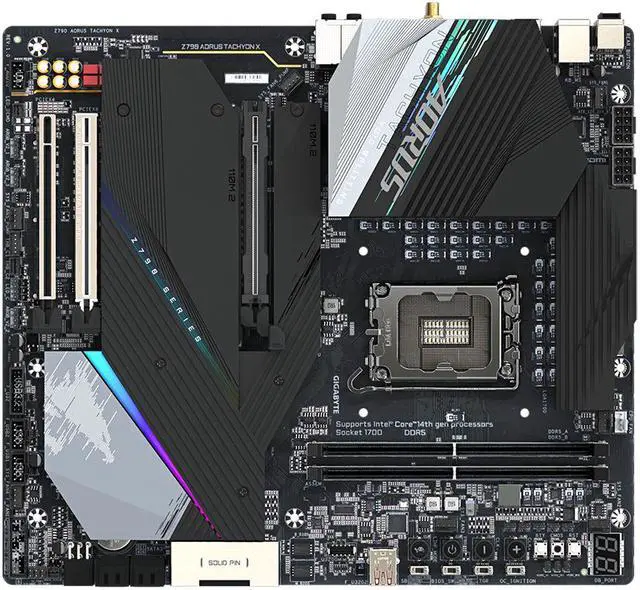 Alt view image 5 of 6 - GIGABYTE Z790 AORUS TACHYON X LGA 1700 Intel Z790 EATX Motherboard with DDR5, 4*M.2, PCIe 5.0, USB 3.2 Gen2X2 Type-C, Intel WiFi 6E, Intel 2.5GbE LAN, Q-Flash Plus, EZ-Latch