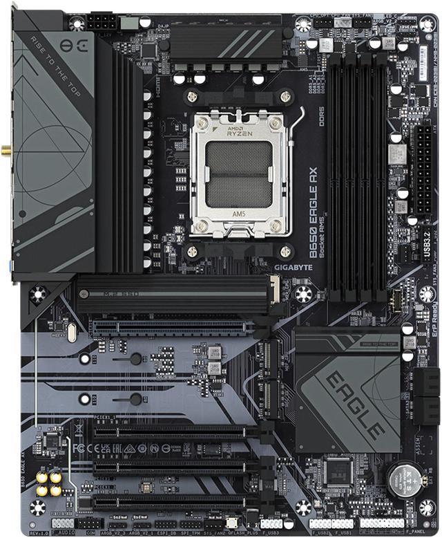 Alt view image 2 of 7 - GIGABYTE B650 EAGLE AX AM5 LGA 1718 AMD B650 ATX , DDR5 Triple M.2, PCIe 5.0, USB 3.2 Gen2x2 Type-C, AMD Wi-Fi 6E, Realtek GbE LAN