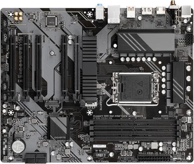 Alt view image 4 of 6 - GIGABYTE B760 DS3H AX LGA 1700 Intel B760 ATX Motherboard with DDR5, 2x M.2, PCIe 4.0, USB 3.2 Gen 2 Type-C, WiFi 6E Realtek GbE LAN, Q-Flash Plus, PCIe EZ-Latch