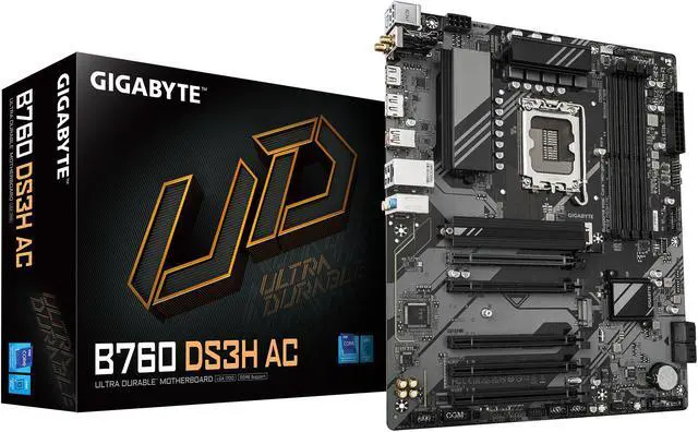 Main image of GIGABYTE B760 DS3H AC LGA 1700 Intel B760 ATX Motherboard with DDR5, M.2, PCIe 4.0, USB 3.2 Gen 2 Type-A, WiFi BLUETOOTH 5.1 SATA 6Gb/s
