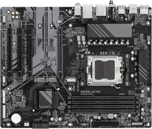 Alt view image 4 of 6 - GIGABYTE B650 UD AC (rev. 1.0) AM5 LGA 1718 AMD B650 ATX Motherboard with 5-Year Warranty, DDR5, PCIe 4.0 M.2, PCIe 4.0, USB 3.2 Gen2x2 Type-C, GbE LAN