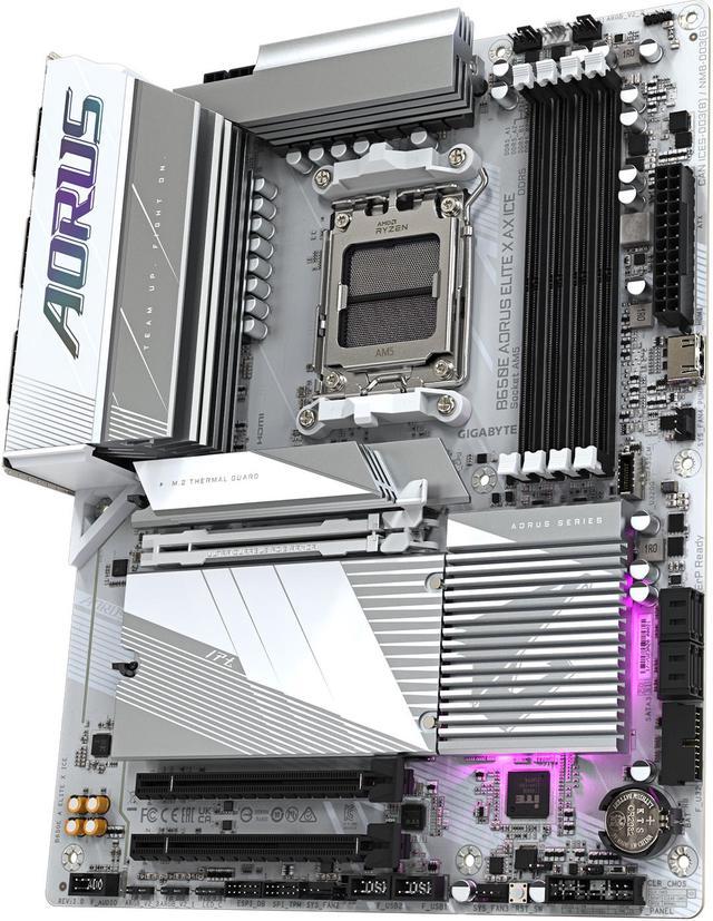 Alt view image 6 of 7 - GIGABYTE B650E AORUS ELITE X AX ICE AM5 LGA 1718 AMD B650 ATX Motherboard with 5-Year Warranty, DDR5, 3x M.2, PCIe 5.0, USB 3.2 Gen2X2 Type-C, WiFi 6E, 2.5GbE LAN, Q-Flash Plus, EZ-Latch Plus
