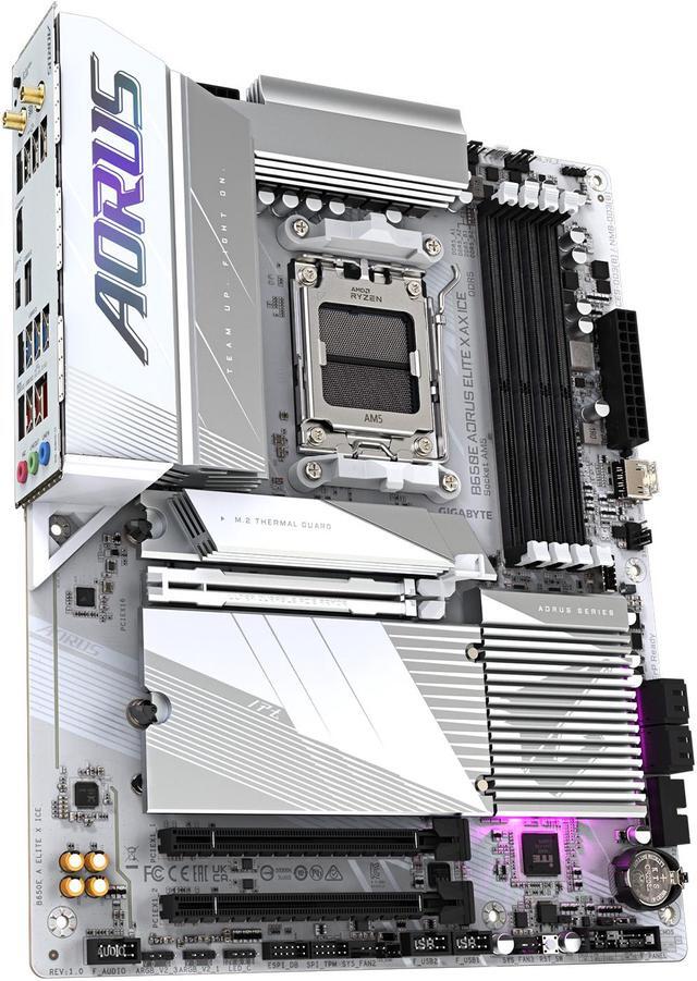 Alt view image 3 of 7 - GIGABYTE B650E AORUS ELITE X AX ICE AM5 LGA 1718 AMD B650 ATX Motherboard with 5-Year Warranty, DDR5, 3x M.2, PCIe 5.0, USB 3.2 Gen2X2 Type-C, WiFi 6E, 2.5GbE LAN, Q-Flash Plus, EZ-Latch Plus